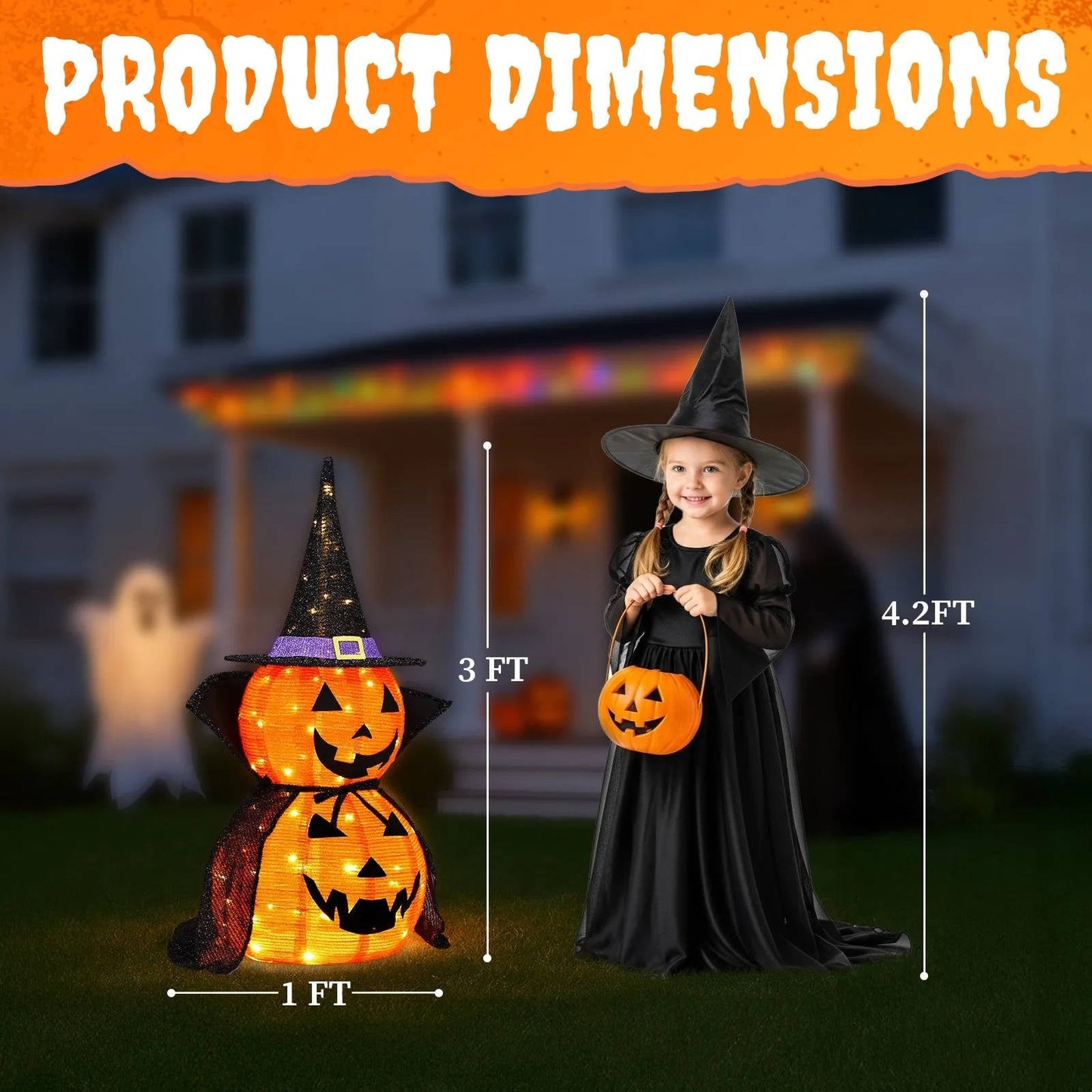 2-Pack Lighted Pumpkin Garden Decorations