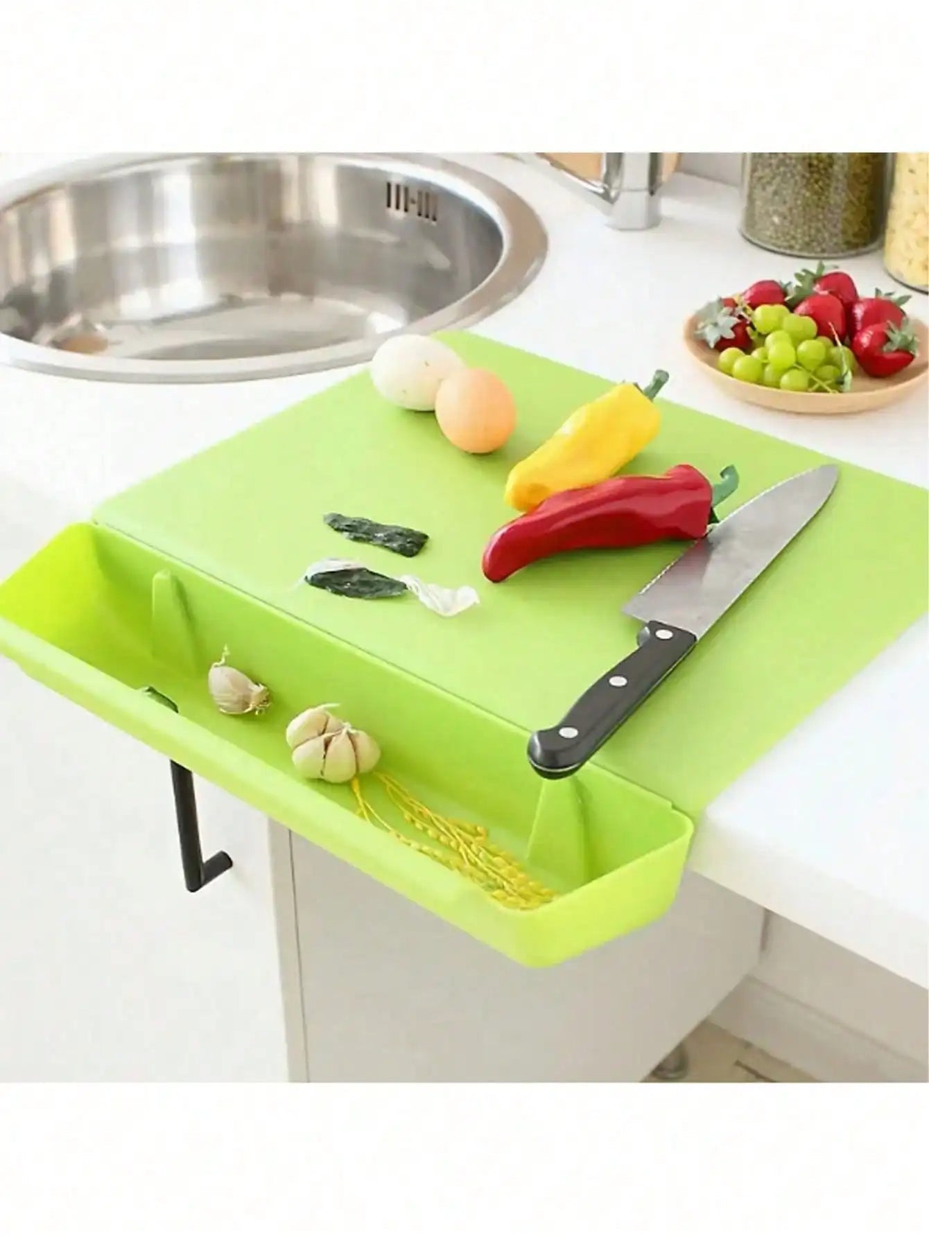 2-in-1 Cutting Board with Container Tray