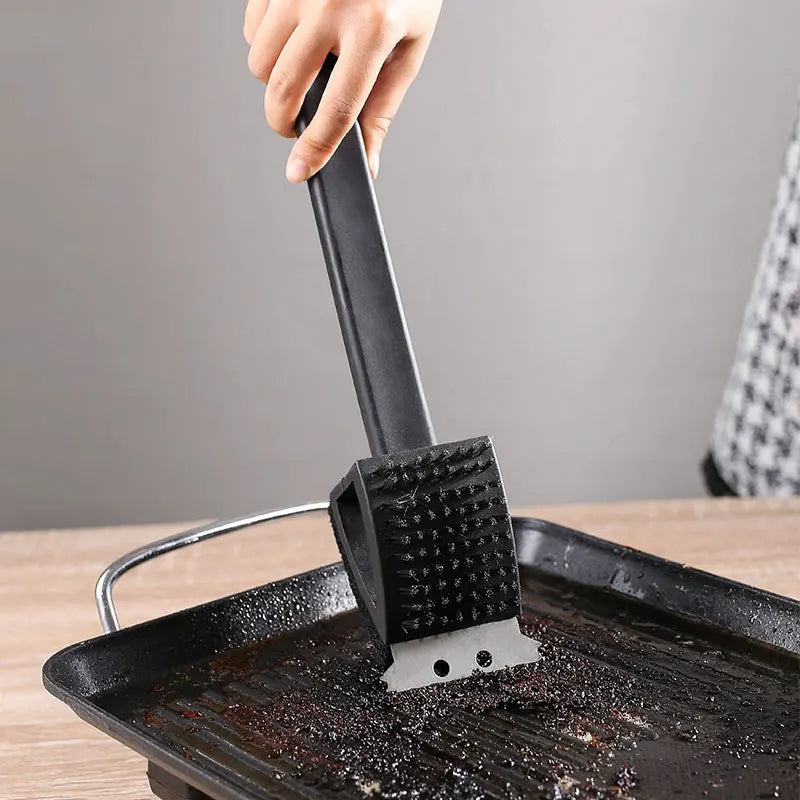 3 in 1 BBQ Grill Brush with Scraper and Sponge