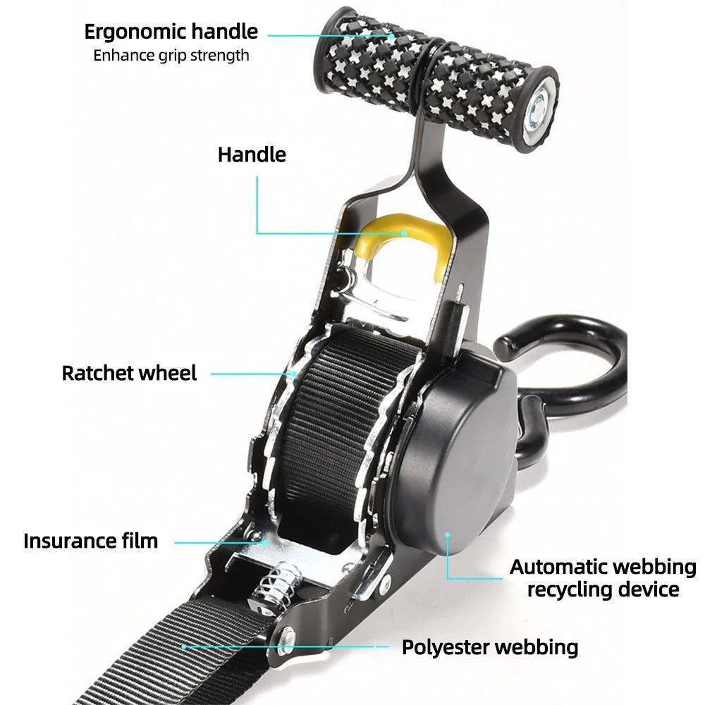 2-Set Retractable Ratchet Straps