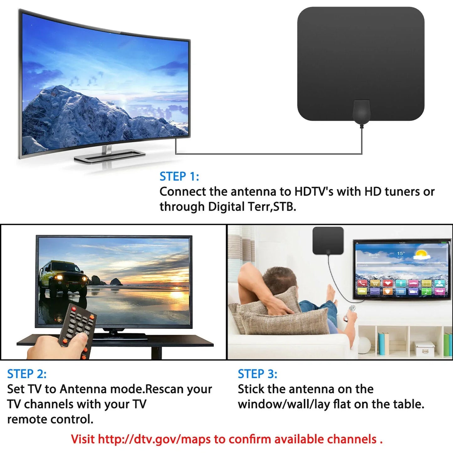 300 Miles Indoor Digital Amplified HDTV Antenna