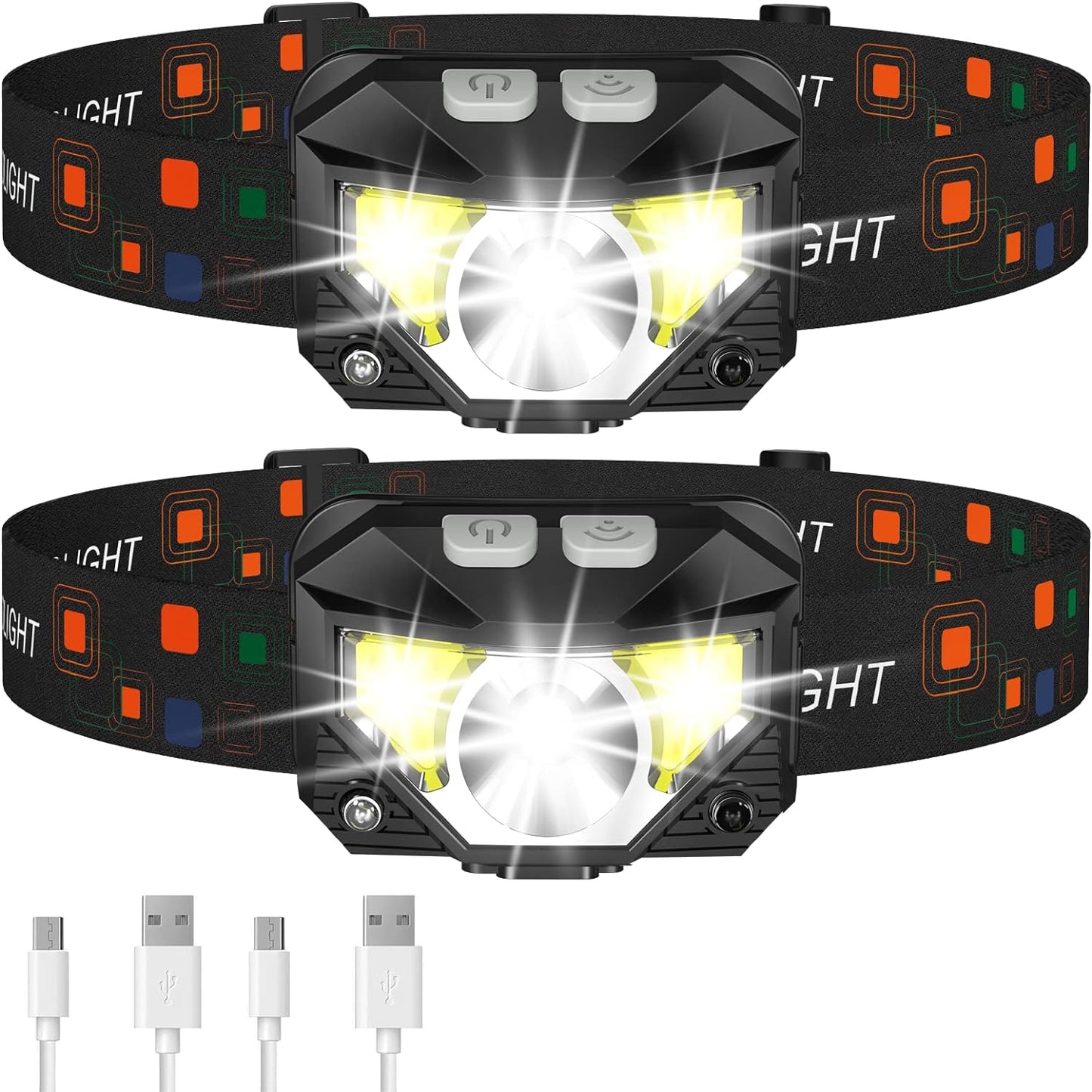 2-Pack Ultra-Bright LED Rechargeable Headlamp
