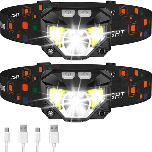 2-Pack Ultra-Bright LED Rechargeable Headlamp