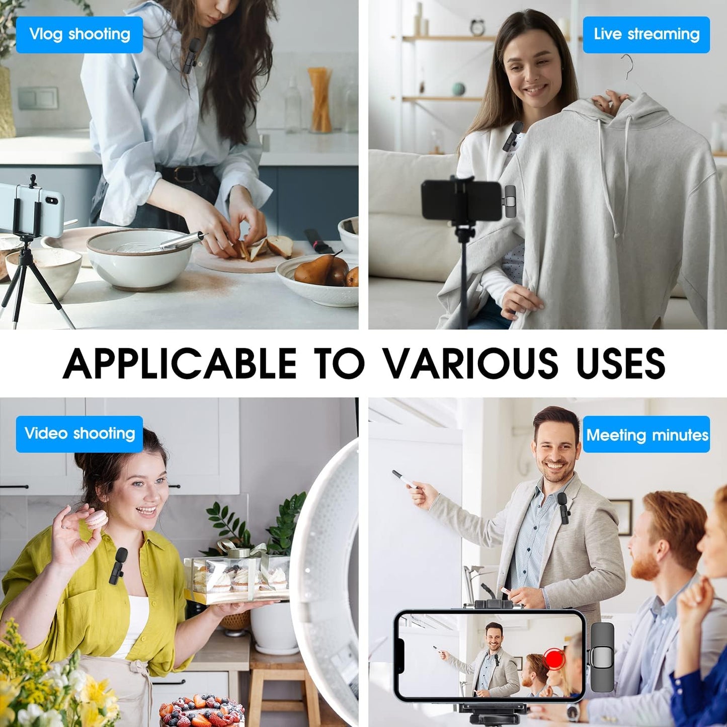 2 Pack Wireless Microphone for iPhone iPad