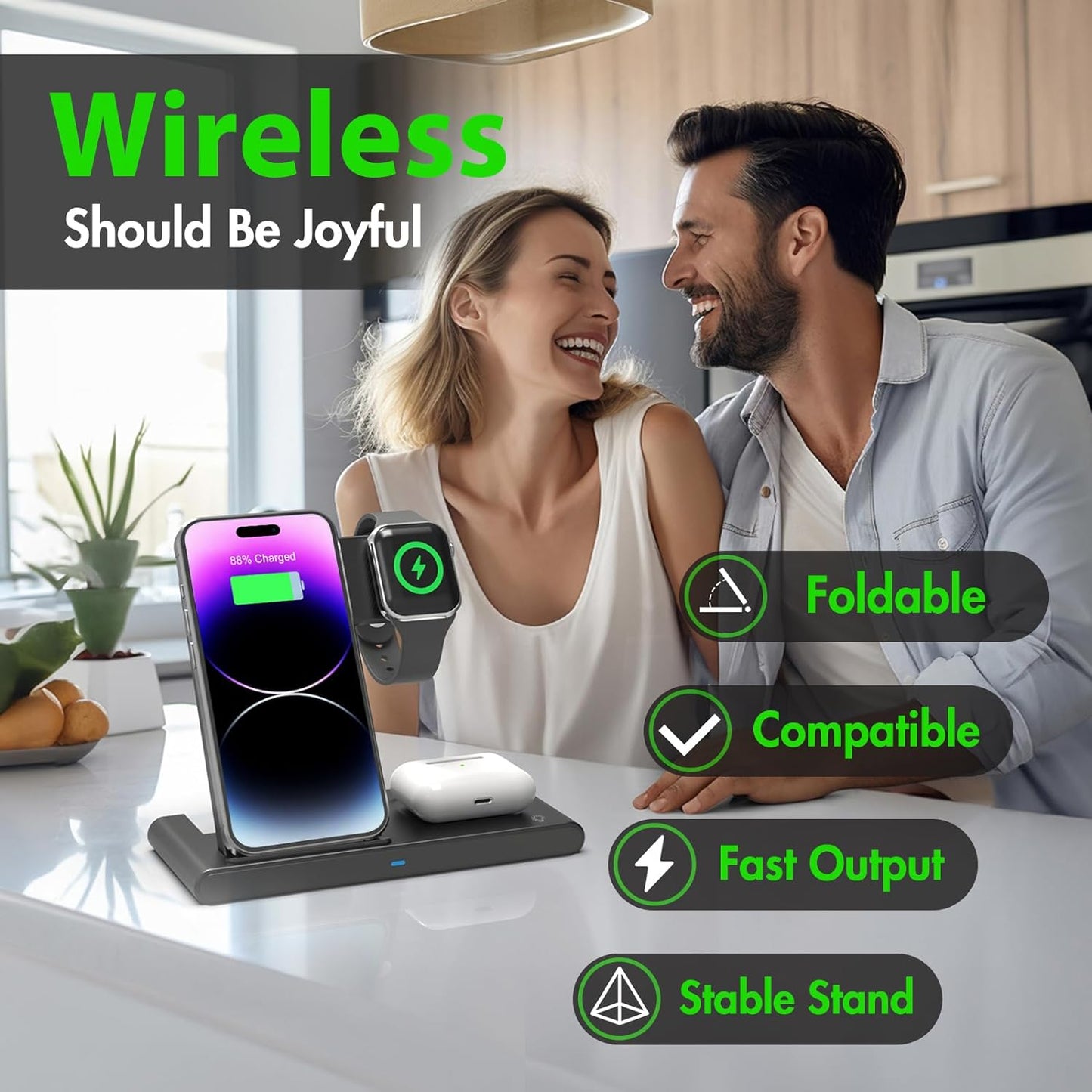 3 IN 1 Wireless Fast Charger Stand iPhone Watch AirPod