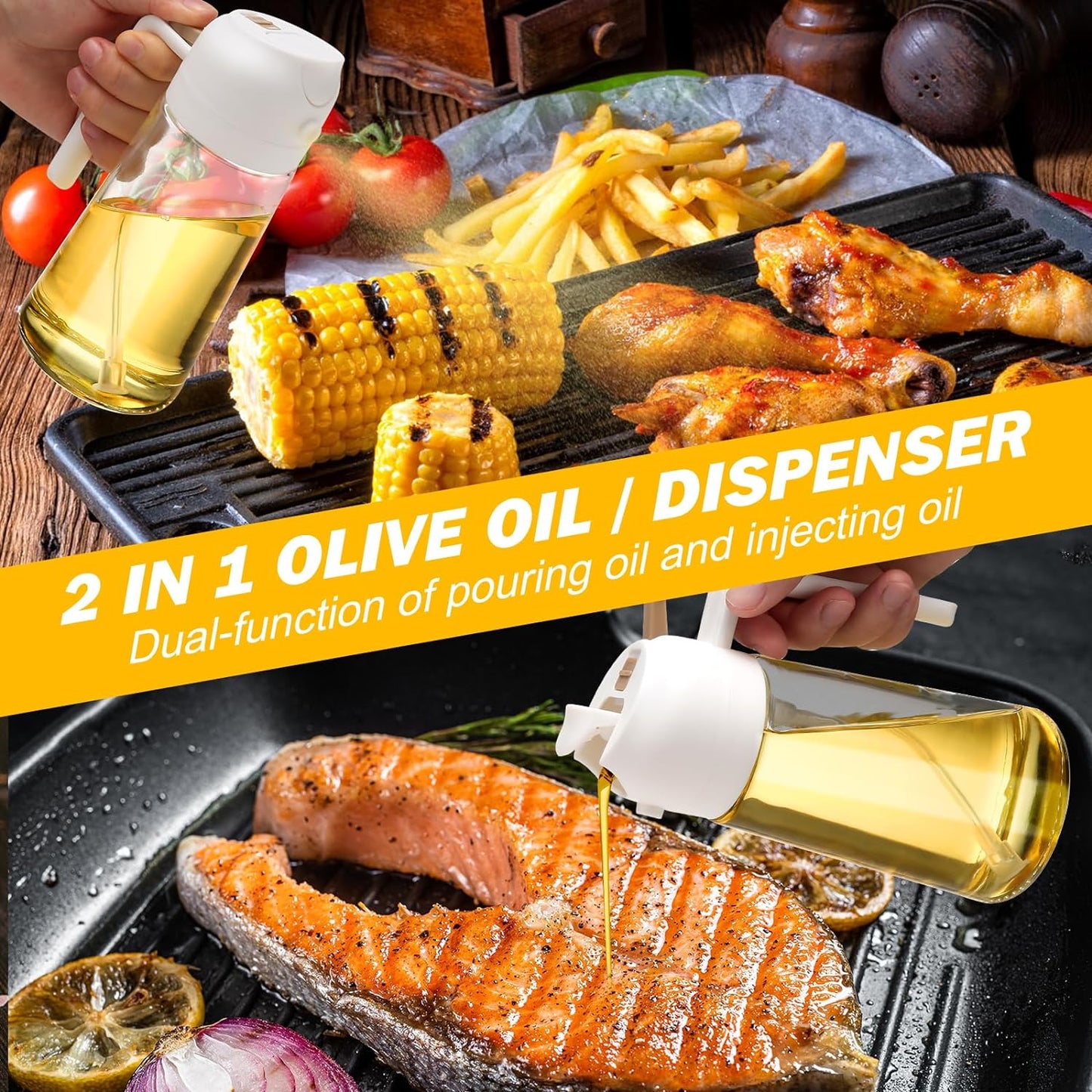 2 Pack Oil Dispenser and Sprayer Bottle