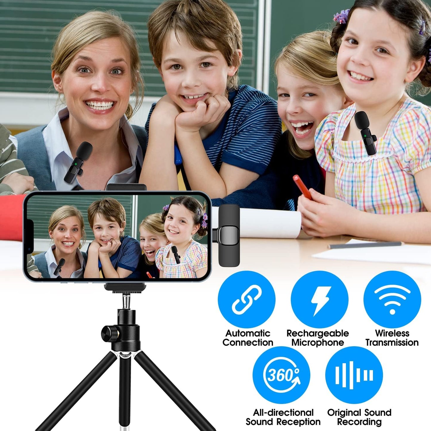 2 Pack Wireless Microphone for iPhone iPad