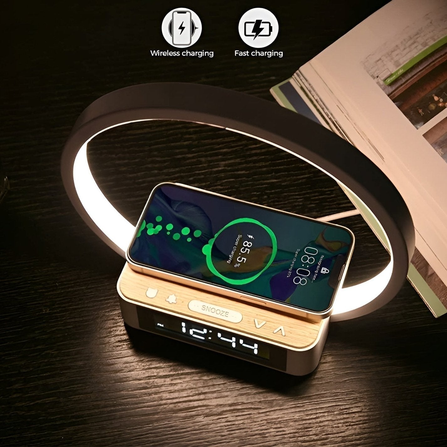 3-in-1 Table Lamp Wireless Charging Alarm Clock