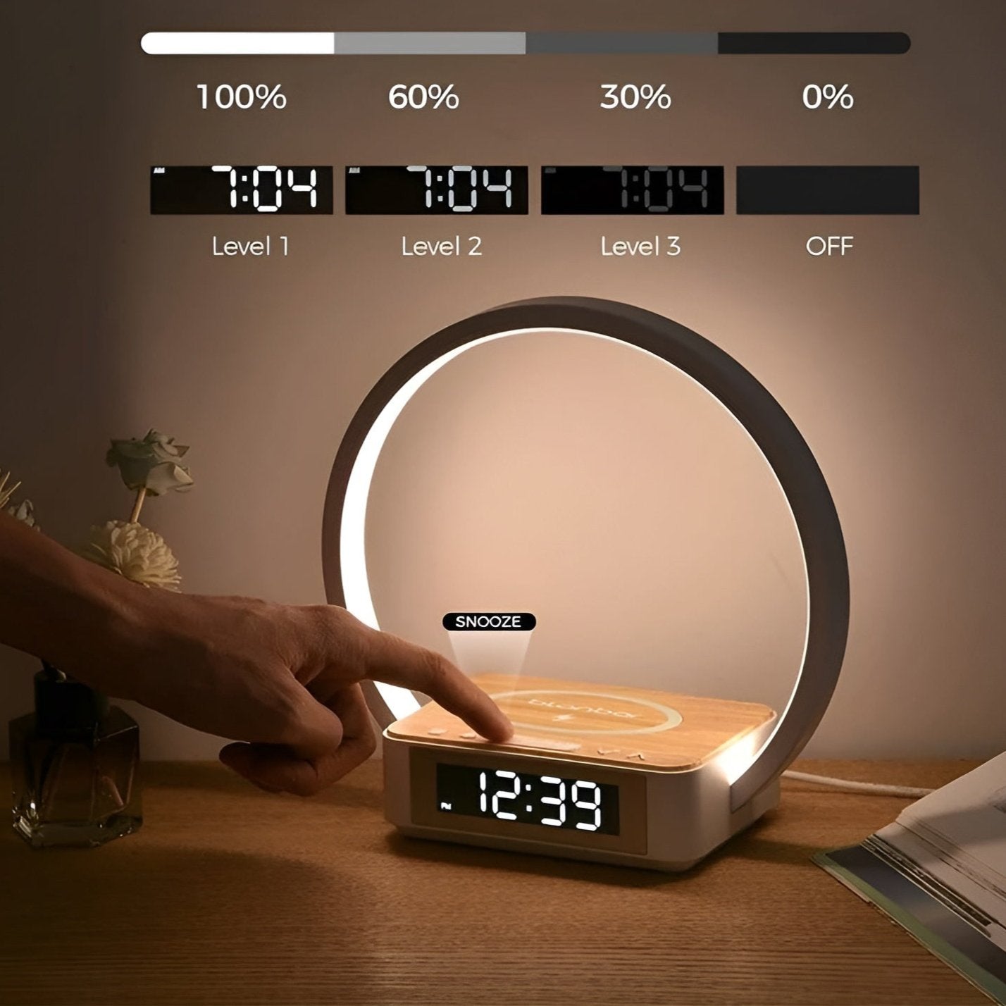 3-in-1 Table Lamp Wireless Charging Alarm Clock