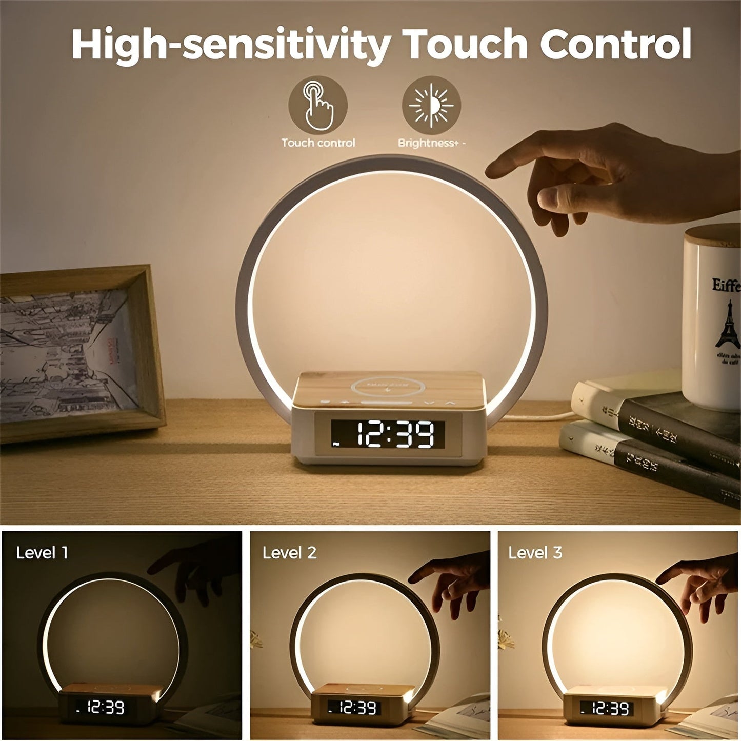 3-in-1 Table Lamp Wireless Charging Alarm Clock