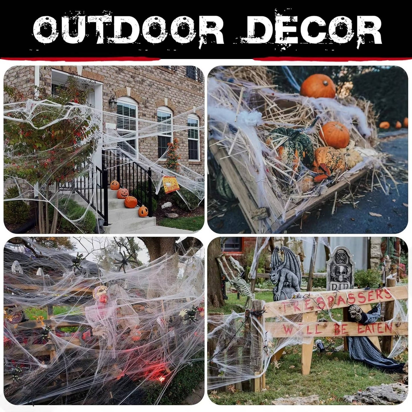 200 Sqft Spider Webs Halloween Door Decorations