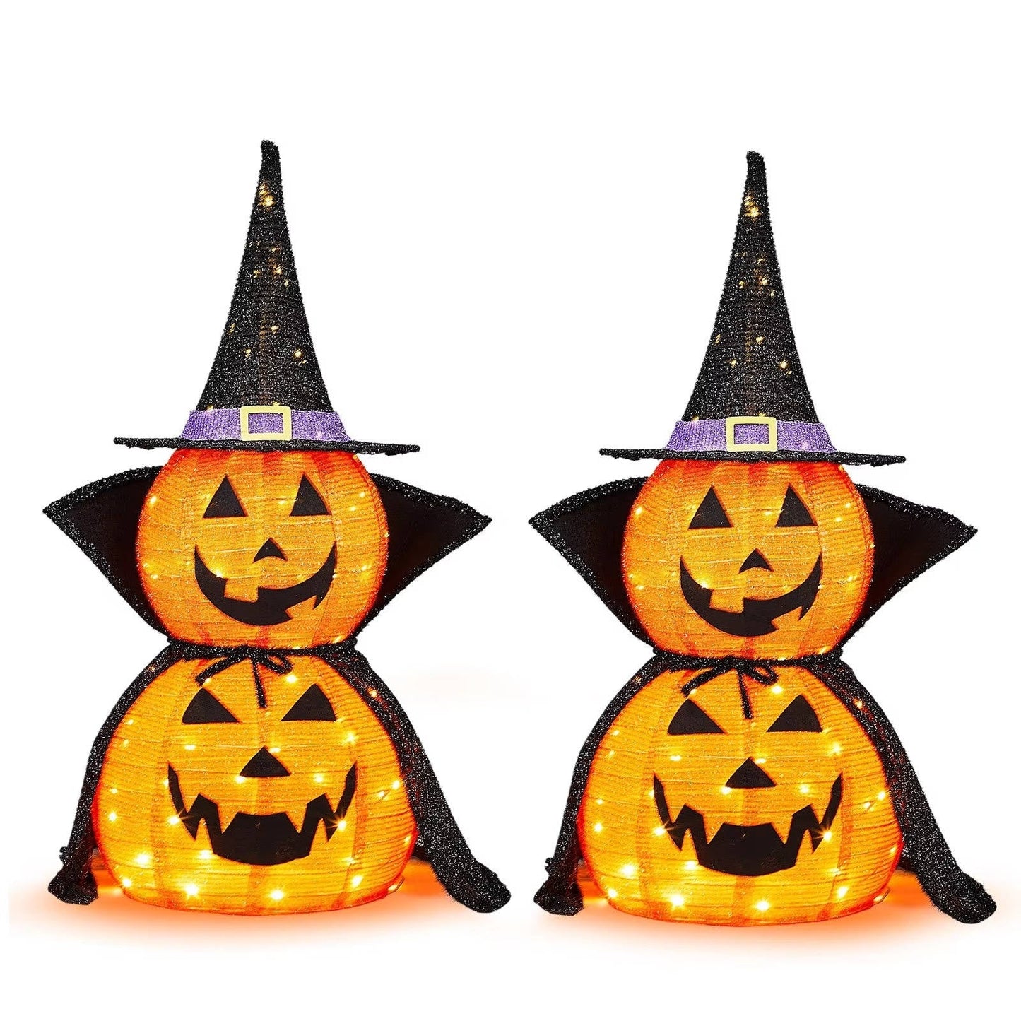 2-Pack Lighted Pumpkin Garden Decorations