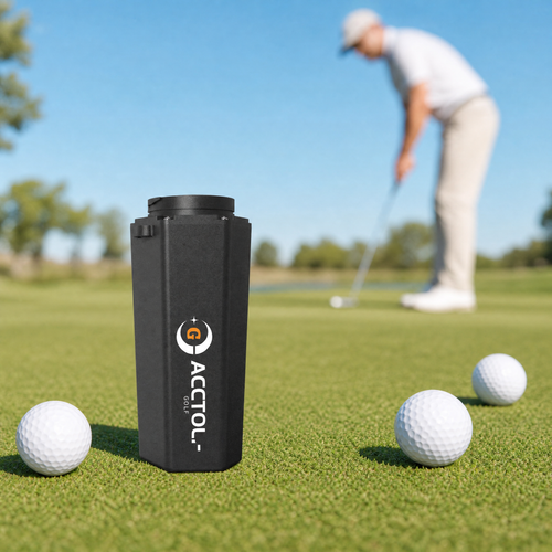 Bærbar golfball-rengjører på golfbanen