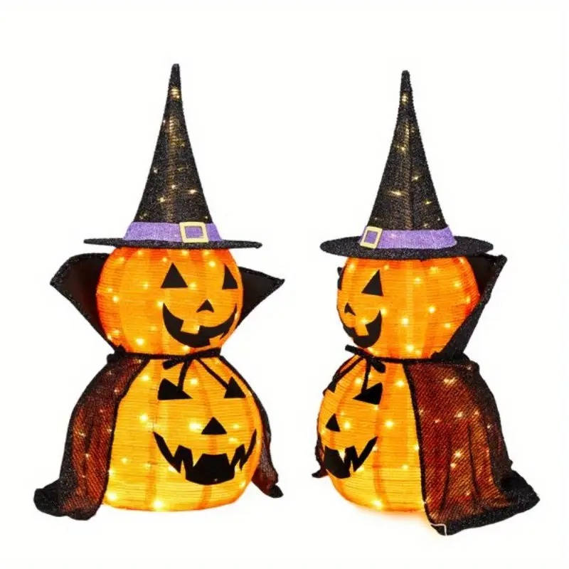 2-Pack Lighted Pumpkin Garden Decorations