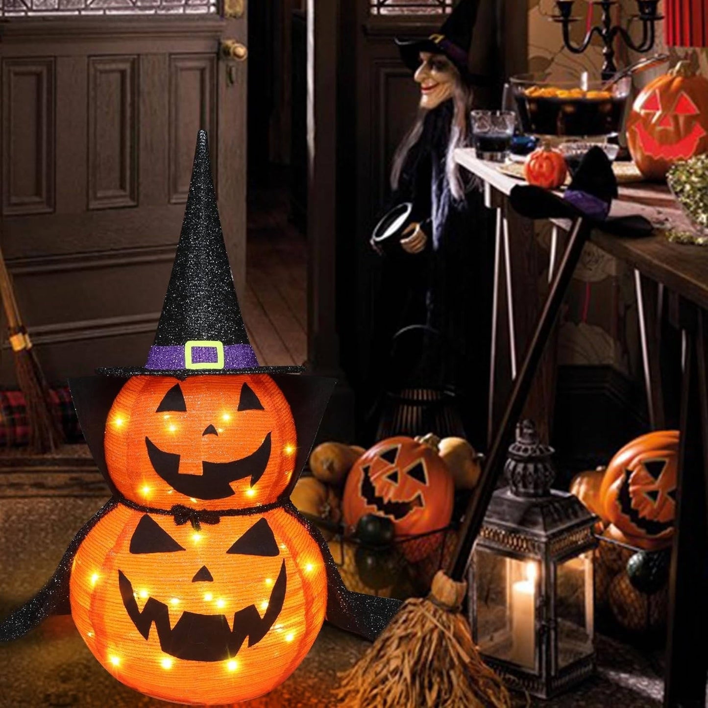 2-Pack Lighted Pumpkin Garden Decorations