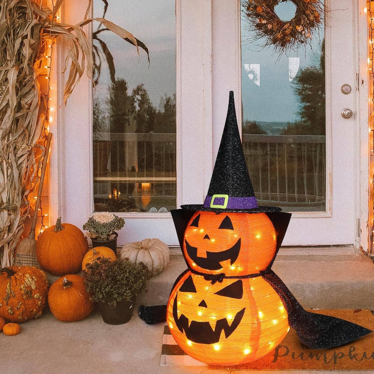2-Pack Lighted Pumpkin Garden Decorations